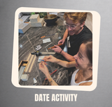 Couple making silver clay rings together as a date night activity at home